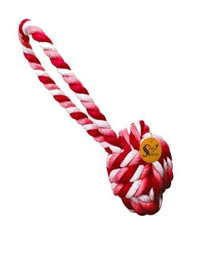 سايج سكوير لعبة حبل طبيعي مربعة الشكل للكلاب من سيج، لعبة شد ومضغ للاستخدام اليومي، مرحة، للتمرين، والتسلق للكلاب/الجراء/القطط/القطط الصغيرة (أحمر) - Image 2